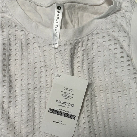 Fabletics White Textured Tank Top Women’s size large NWT - Picture 4 of 8